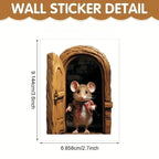 Cute Mouse Hole Wall Sticker – Playful Self-Adhesive Nursery & Home Wall Decor