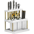 Space-Saving Multi-Function Kitchen Knife Holder & Cutlery Drainer Rack, PP Utensil Organizer