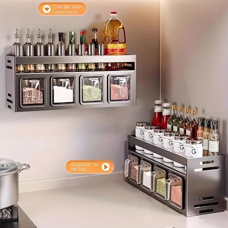 Stainless Steel Wall-Mounted Kitchen Spice Rack