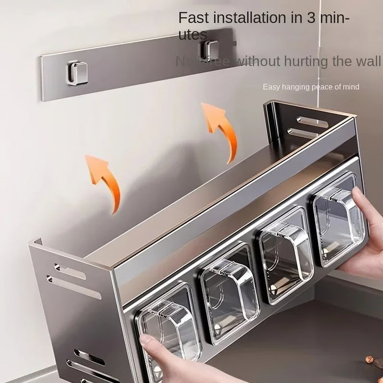 Stainless Steel Wall-Mounted Kitchen Spice Rack