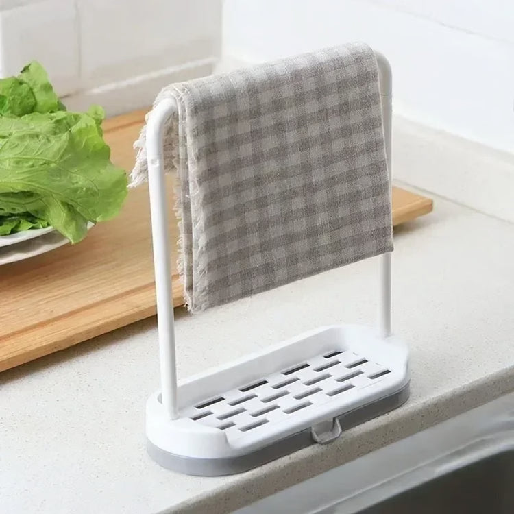 Solid Color Kitchen Storage Rack, Towel, Sponge & Soap Holder Organizer