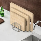 Heavy-Duty Stainless Steel Pot Lid and Cutting Board Organizer Combo, Space-Saving Countertop Rack with Non-Shake Design