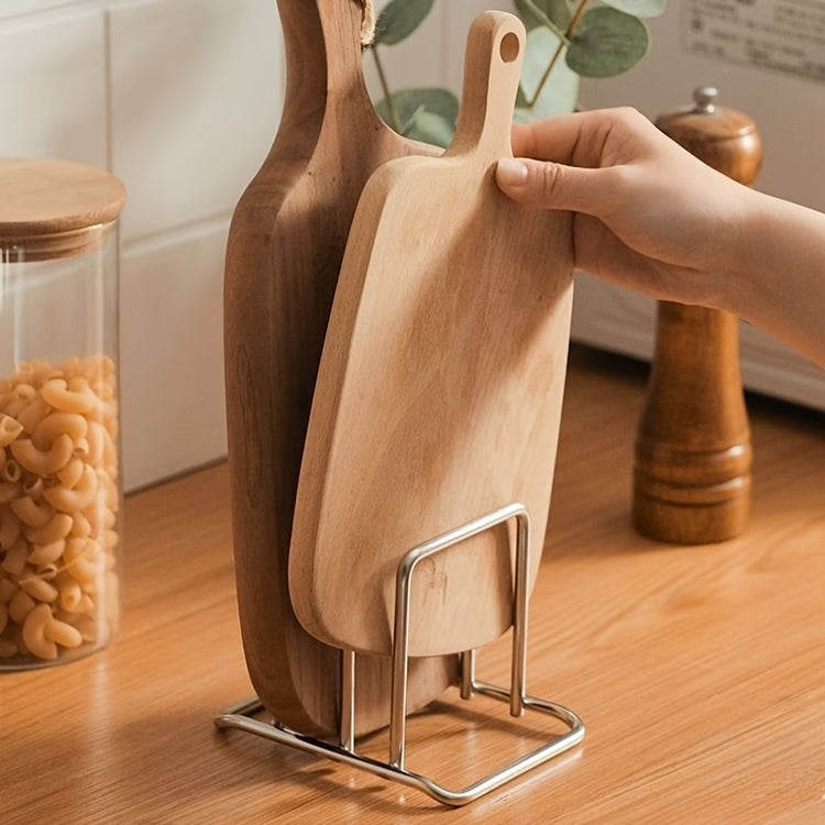 Heavy-Duty Stainless Steel Pot Lid and Cutting Board Organizer Combo, Space-Saving Countertop Rack with Non-Shake Design
