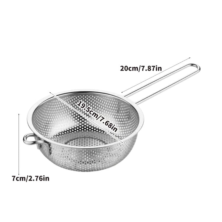Portable Stainless Steel Colander Basket, Multipurpose Strainer for Kitchens, Comfortable Grip