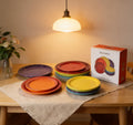 Rainbow Enamel Dinner Plates Set Colorful Round Decorative Tableware