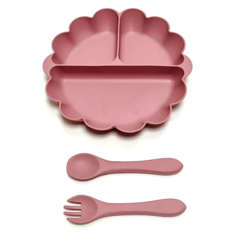 Children's Silicone Dinner Plate Set, Fruit Plate with Convenient Desktop Adsorption, Safe Tableware