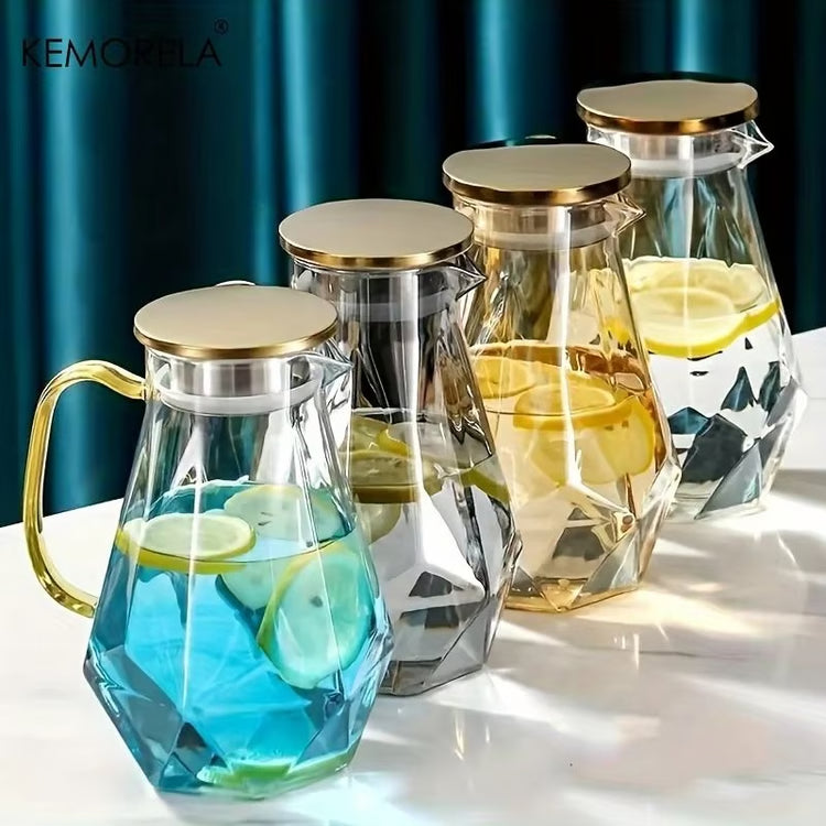 Diamond Texture Glass Teapot and Carafe Set – Heat-Resistant Transparent Pitcher for Hot and Cold Drinks