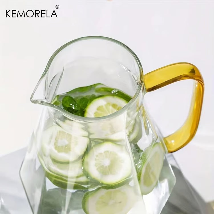 Diamond Texture Glass Teapot and Carafe Set – Heat-Resistant Transparent Pitcher for Hot and Cold Drinks