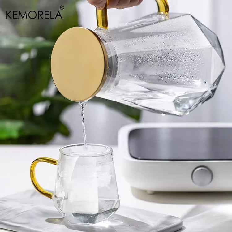 Diamond Texture Glass Teapot and Carafe Set – Heat-Resistant Transparent Pitcher for Hot and Cold Drinks