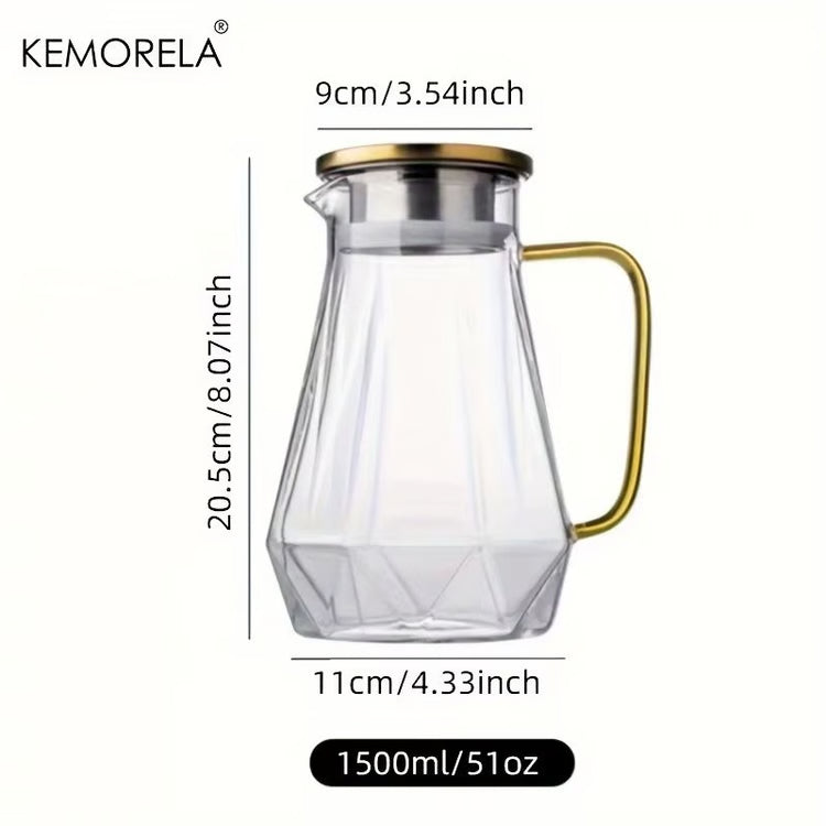 Diamond Texture Glass Teapot and Carafe Set – Heat-Resistant Transparent Pitcher for Hot and Cold Drinks