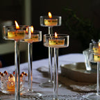 Tealight Candle Holders Set, Glass Candle Holder for Wedding Table Centerpieces, Crystal Holder for Home Decor