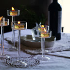 Tealight Candle Holders Set, Glass Candle Holder for Wedding Table Centerpieces, Crystal Holder for Home Decor