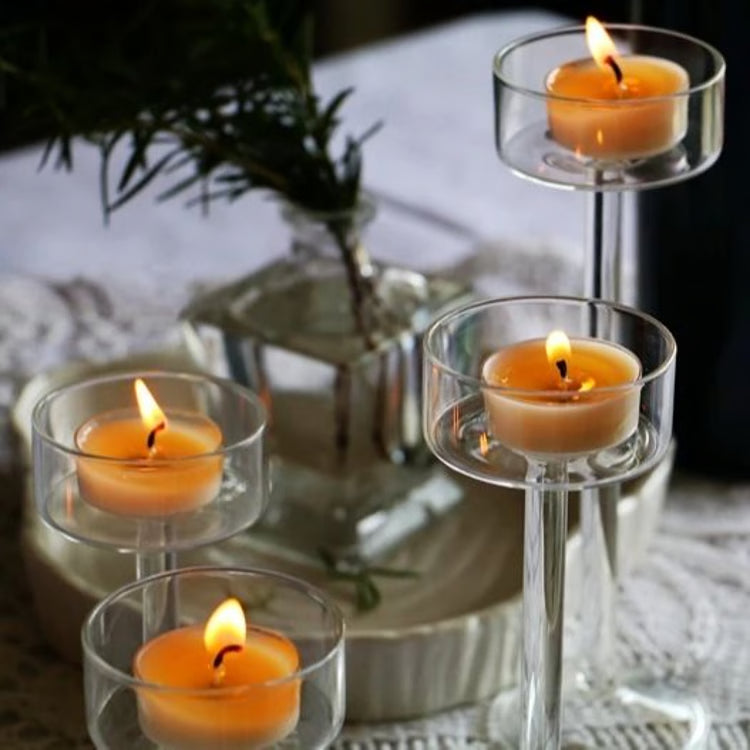 Tealight Candle Holders Set, Glass Candle Holder for Wedding Table Centerpieces, Crystal Holder for Home Decor