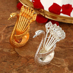 Decorative Swan Base Holder Set: 7PCS Stainless Steel Dinnerware with 6 Spoons - Coffee & Dessert Mixing