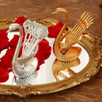 Decorative Swan Base Holder Set: 7PCS Stainless Steel Dinnerware with 6 Spoons - Coffee & Dessert Mixing