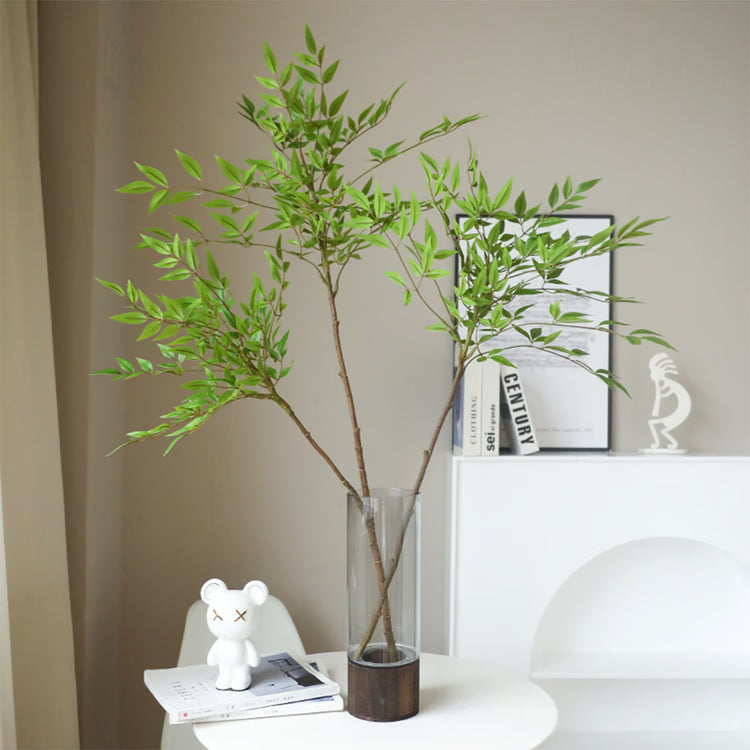 Green Tall Plants Fake, Artificial Plants Nandina Tree, Faux Branches Leaves Plants for Home Garden Office Decor