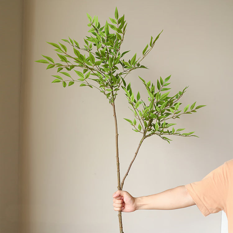 Green Tall Plants Fake, Artificial Plants Nandina Tree, Faux Branches Leaves Plants for Home Garden Office Decor